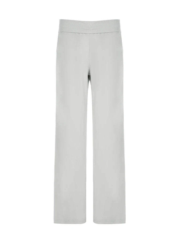 Turn-down Wait Trouer Wide Leg Pant All-match Bottom