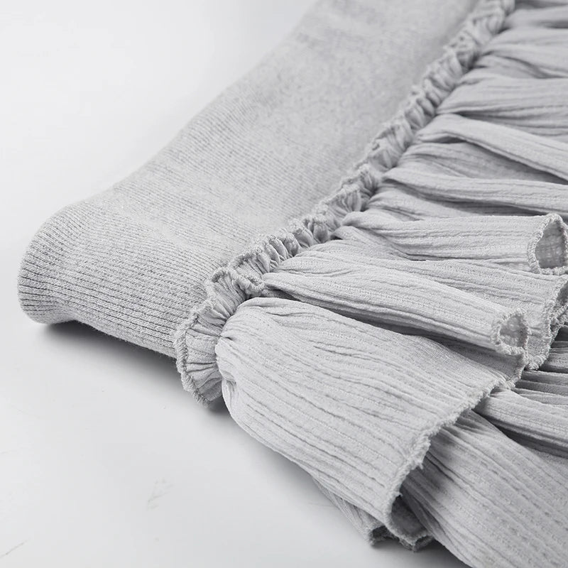 Gray Patchwork A-Line Low-Waisted Mini Skirt