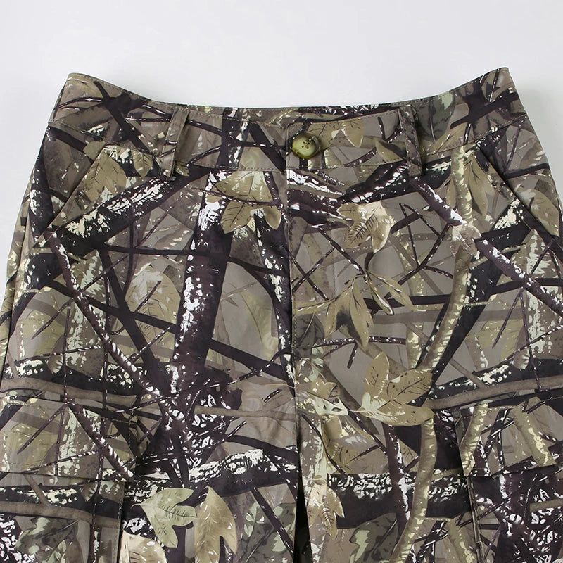 Baggy Cargo Pants Pockets Print Bottoms Straight Pants