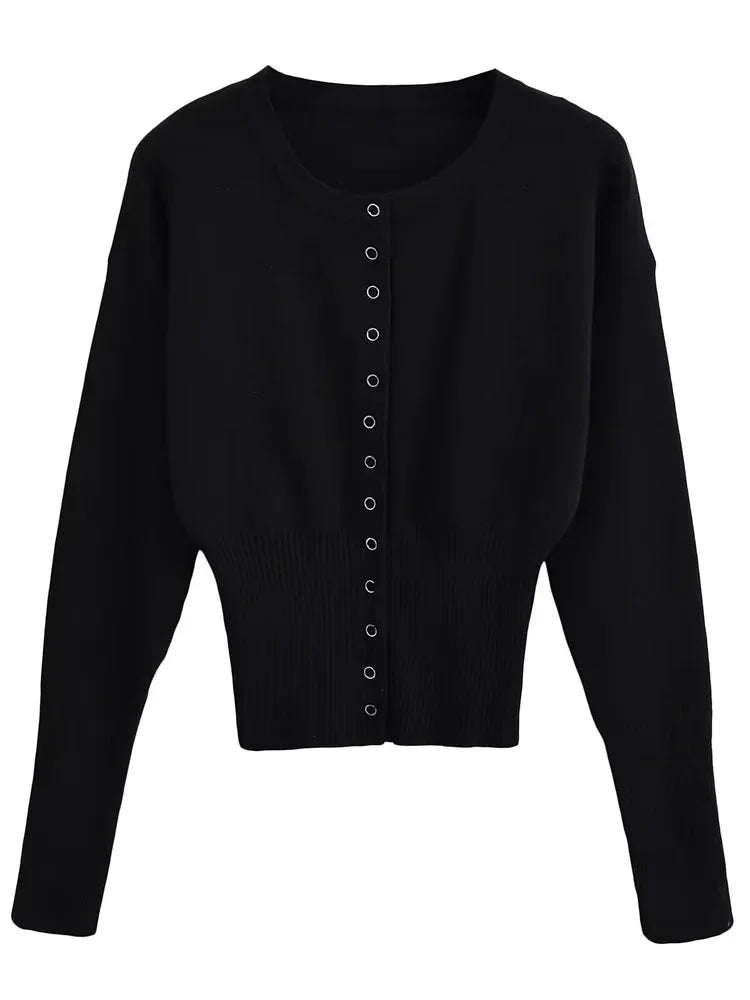 Knit Cardigan Top Ribbed Patchwork Slim Cropped Inner Top Knit Cardigan Out