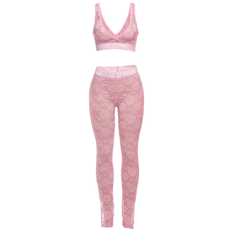 Pink Tank Top Leggings Two Piece Set
