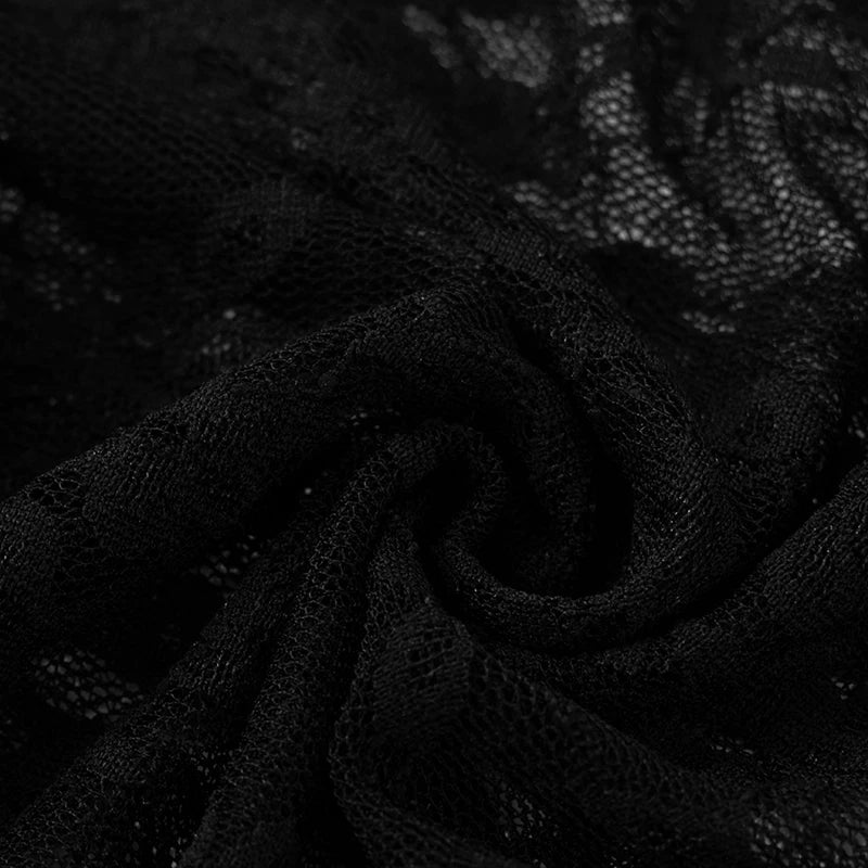 Black Lace Strapless Top See-Through Pants Two Piece Set
