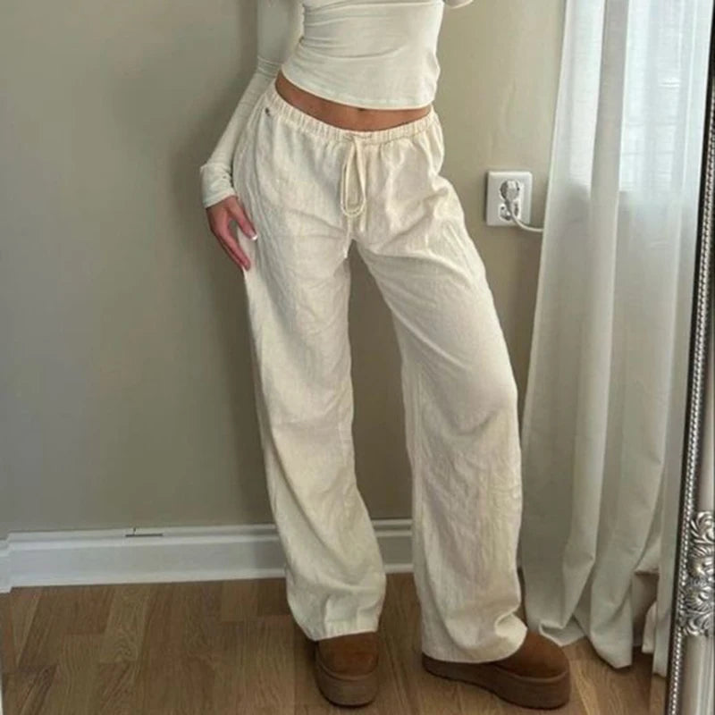 Loose Trousers Drawstring Wide Leg Pants Lersure All-match Bottoms