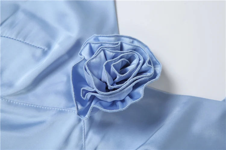 Applique Silky Dress Low-Neck Backless Sleeveless Ruched Robe