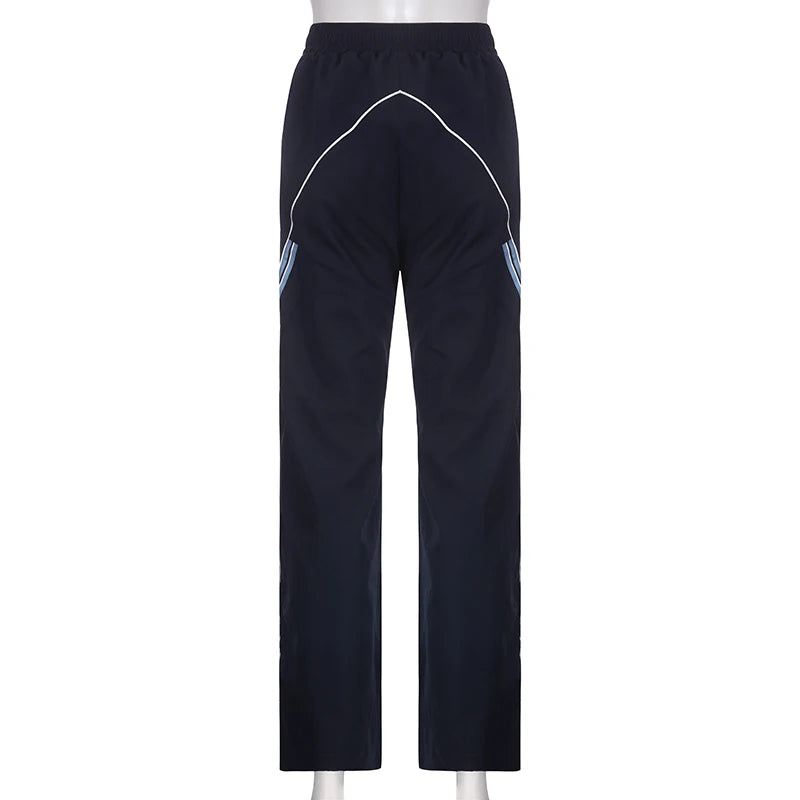 Striped Print Joggers Parachute Cargos Loose Baggy Sweatpants Pants