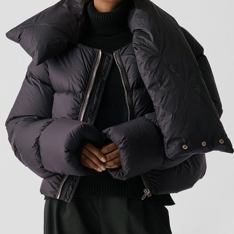 Black Premium Down Jacket Coat Luxury Warm Padd Bread Jacket Down Coat Thick Snap Collar