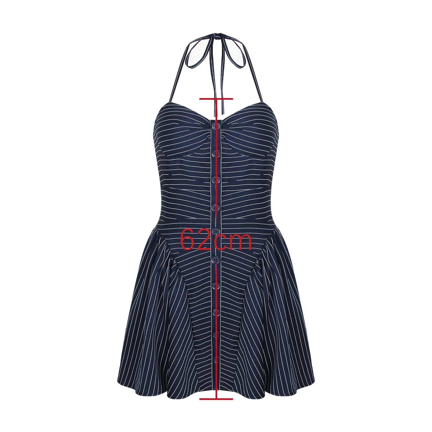 Pure Desire Striped Hanging Neck, Waist, and Bareback Dress for Niche High End Dress