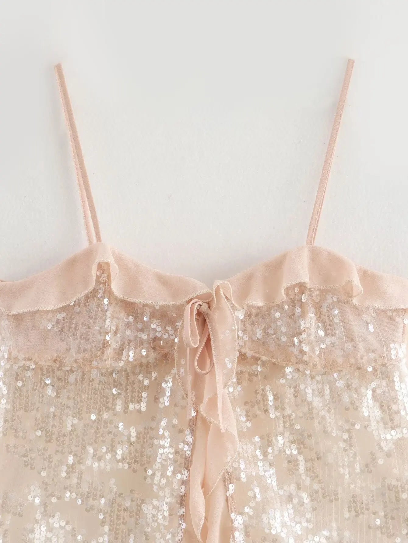 European and American and Versatile Sequined Suspender Top