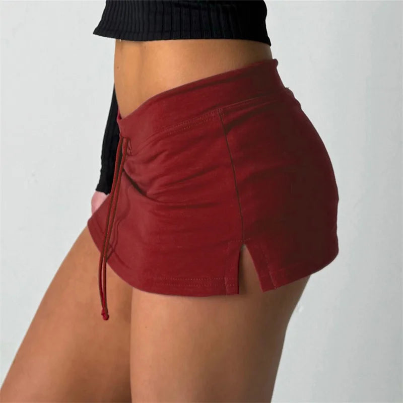 Lace-up Mini Skirts American Retro Short Bottoms A-Line Knit ing