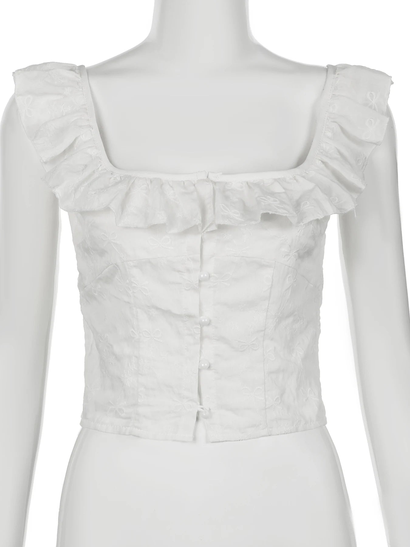 White Ruffles Tank Top