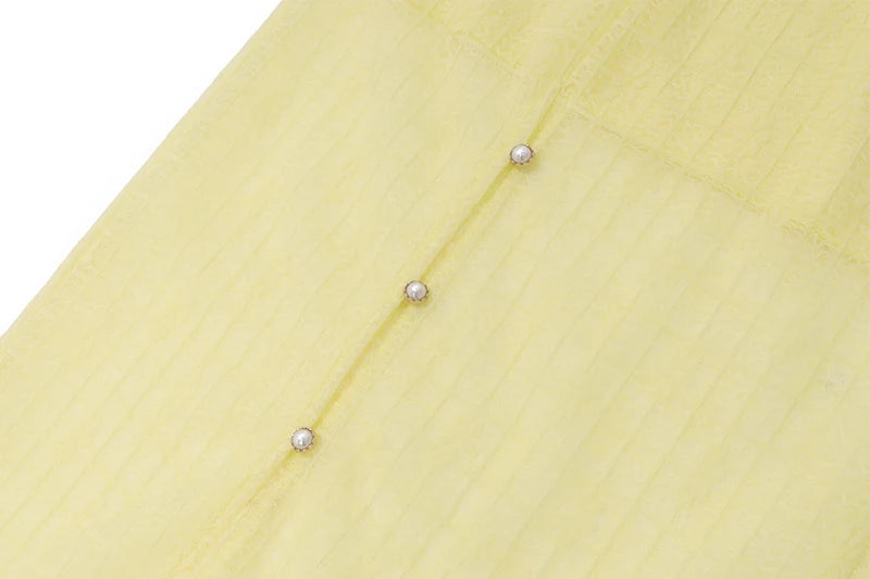 Yellow Strapless Crop Top and High Waist Midi Skirt Set