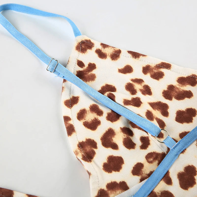 Leopard Sleeveless Backless Top