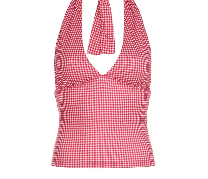 Sweet Halter Tanks Sleeveless Hotsweet V-Neck Backless Blouses
