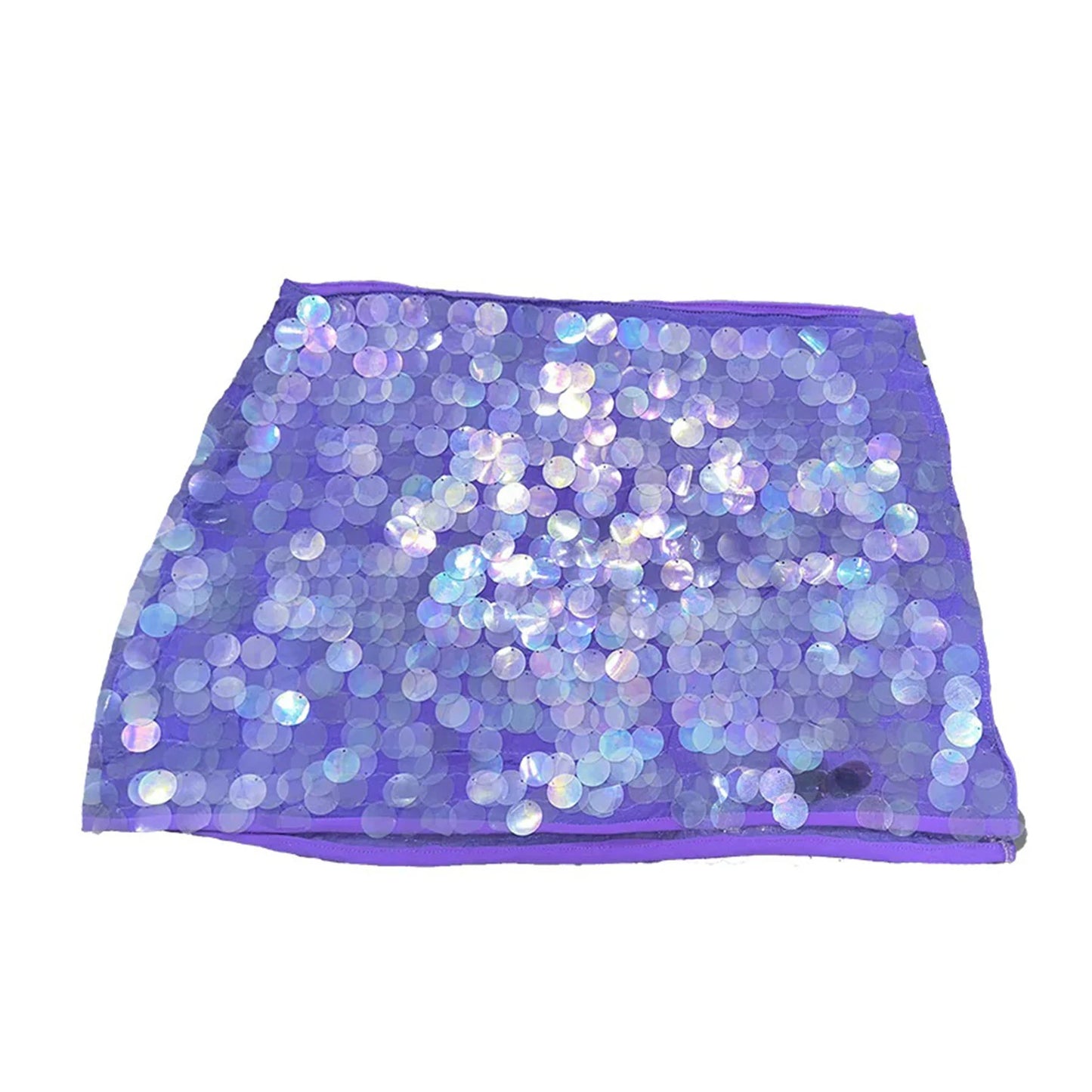 Shiny Sequin Low Waist Mini Skirt with Side Split