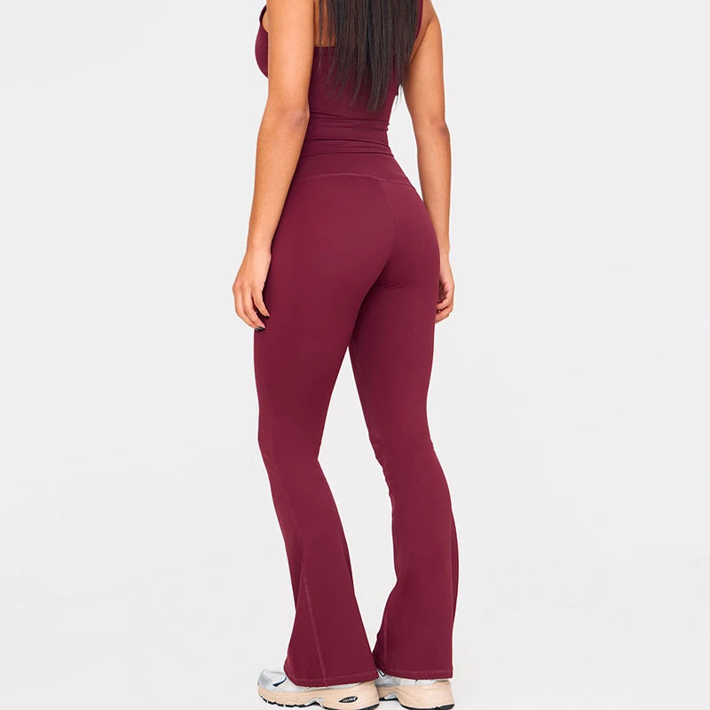 Backless Halter Wait Skinny Flar Pant Set Lift Hip Sporty Pant Set