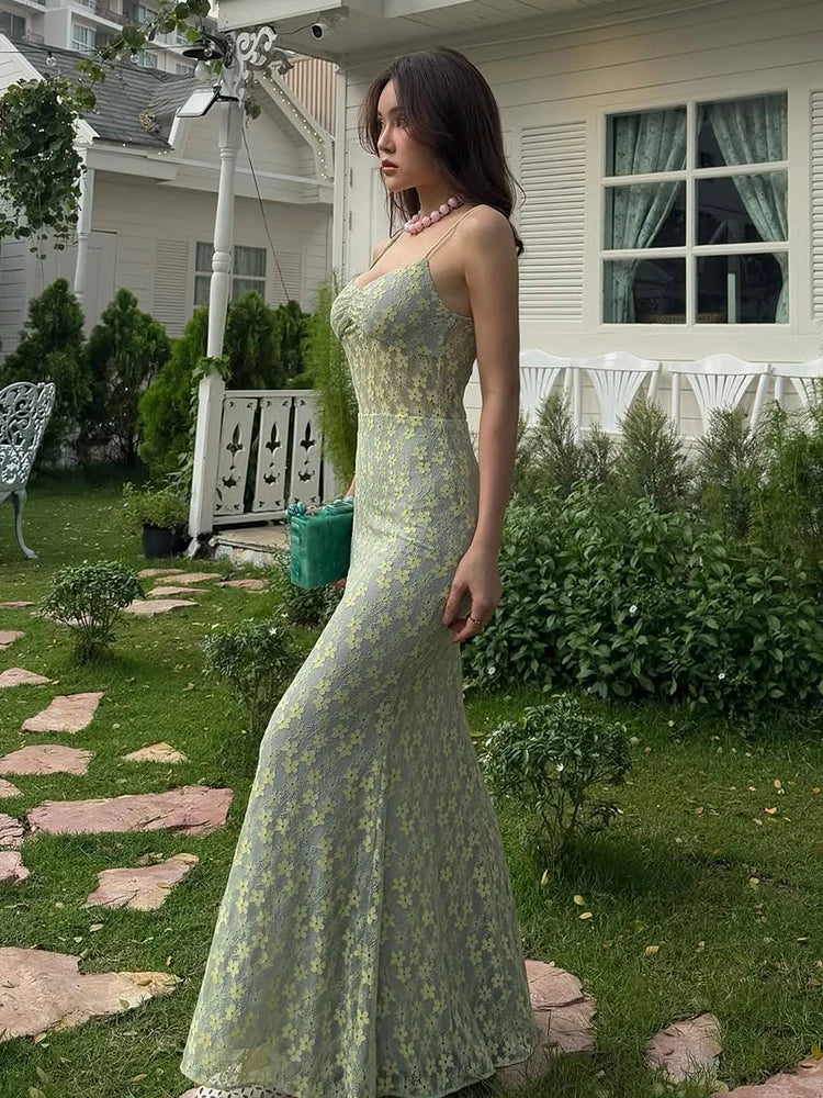 Jacquard Dress Thin Sleeveless Backless Low-Neck Slim
