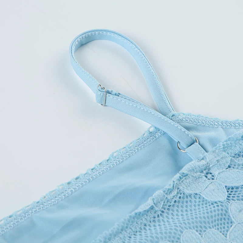 Blue See Through Top Low Waist Maxi Skirt Set