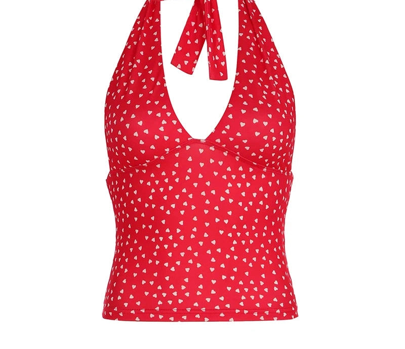 Sweet Halter Tanks Sleeveless Hotsweet V-Neck Backless Blouses