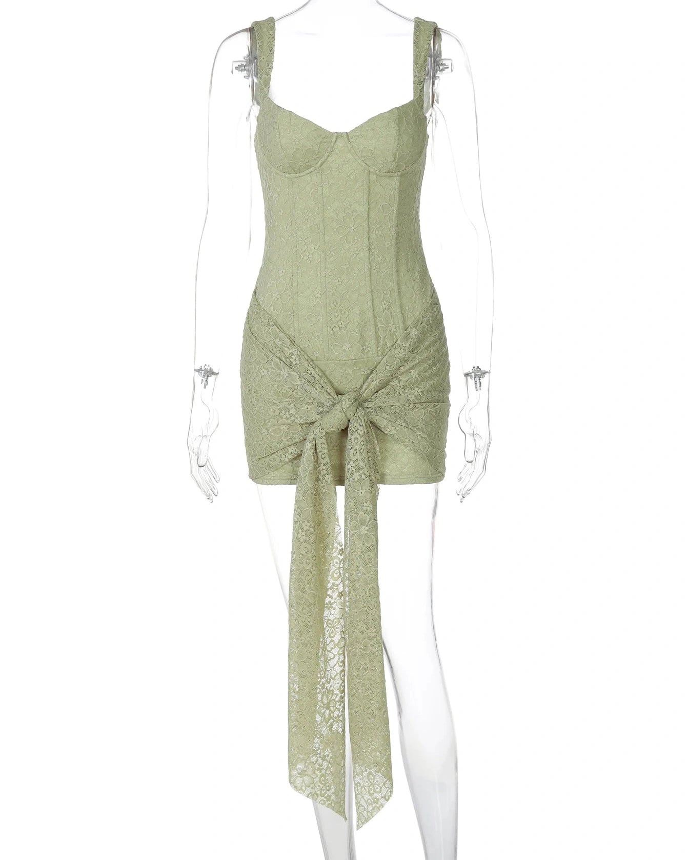 Dress Low-Neck Wrapped Ribbon Bodycon