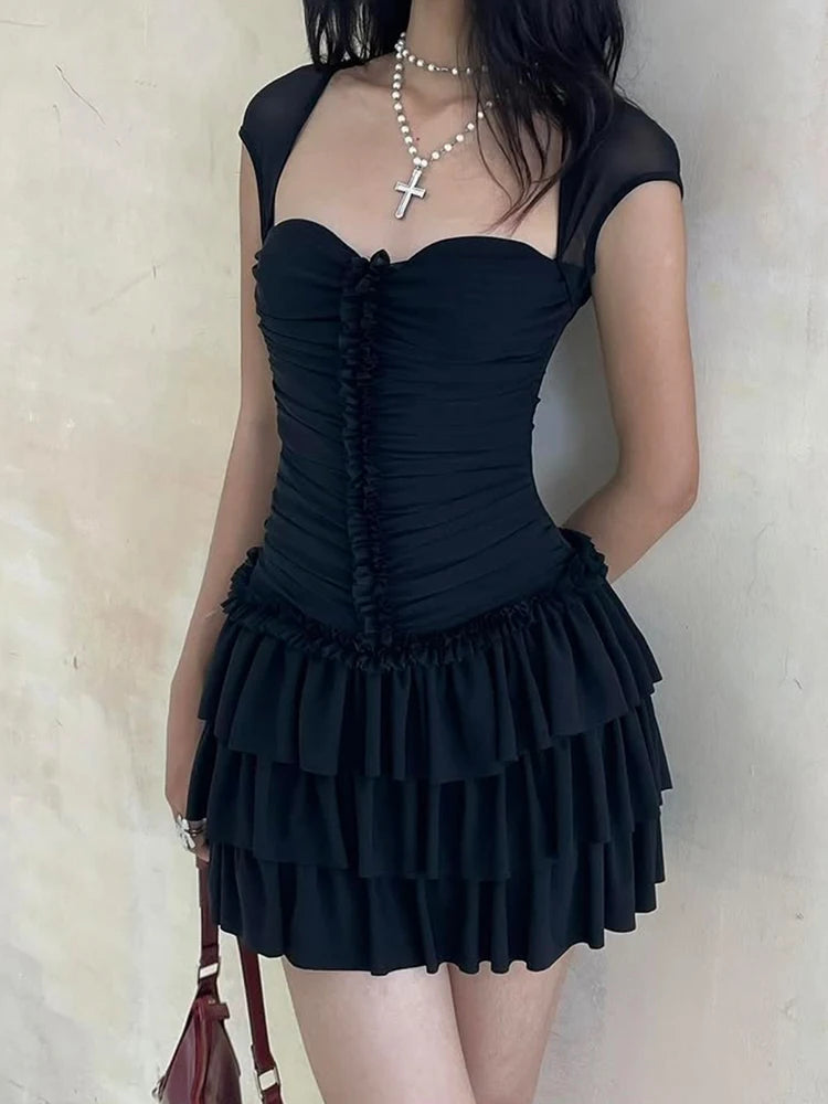 Tierred Dress Chic Low- Ruched Bodycon