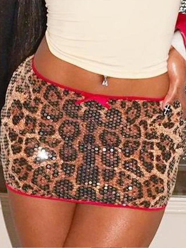 Sequin Leopard Mini Skirt