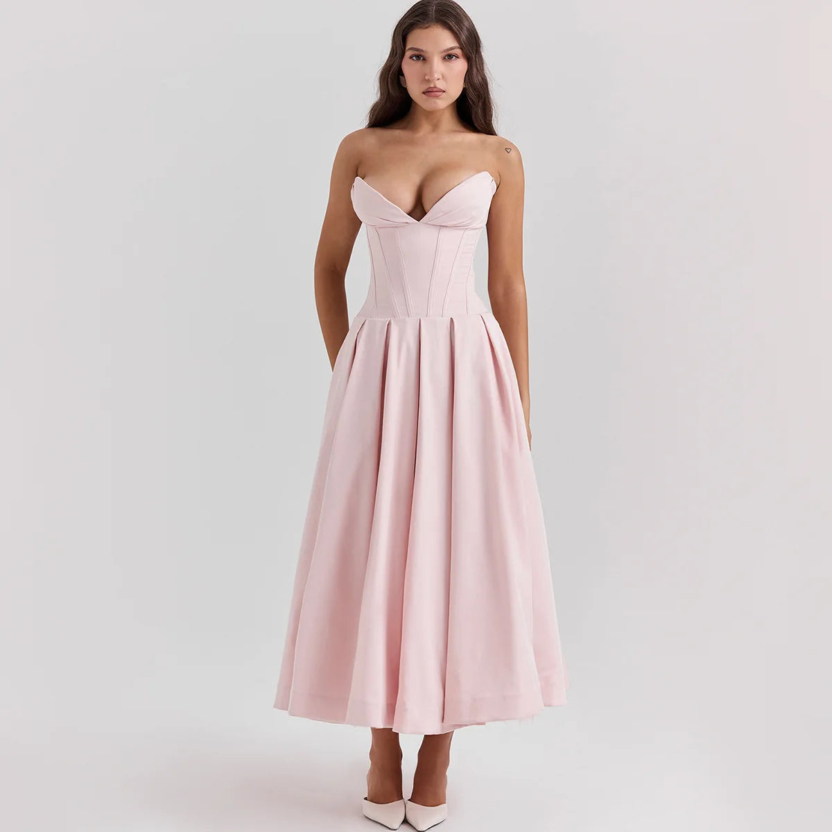 Strapless mal Occasion Dress Midi Dresses Red Wedding Guess Dress