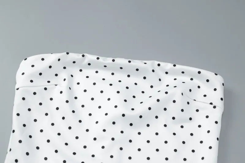Polka Dot Strapless Mermaid Midi Dress