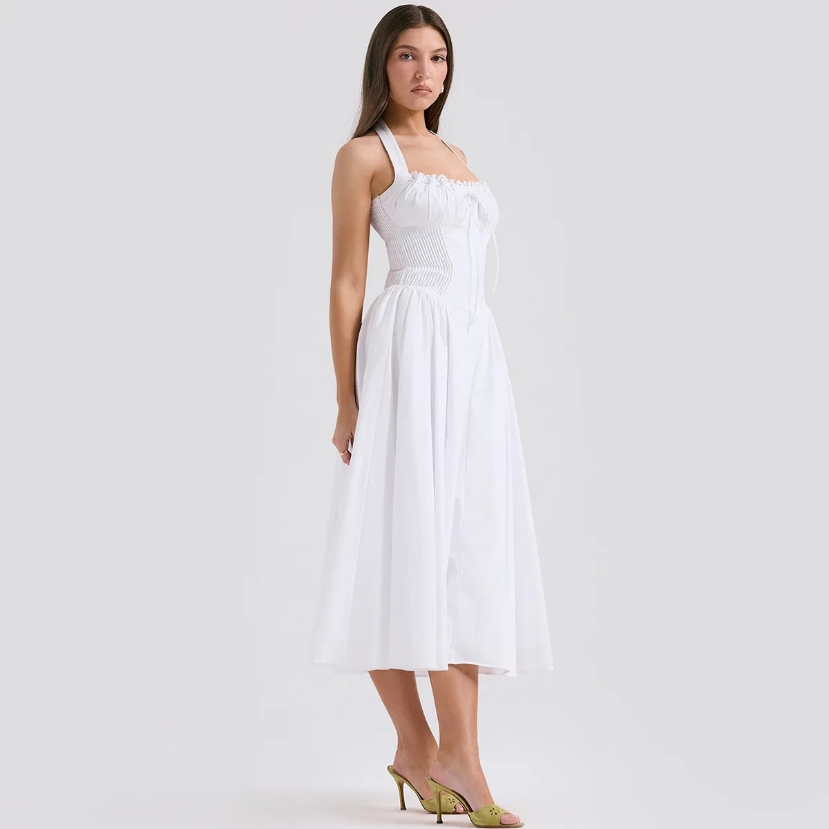Slim Fit A-Line Halter Midi Dress