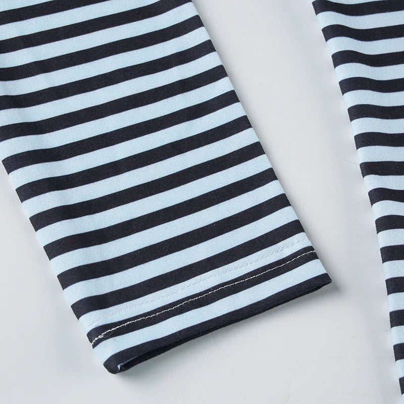 Strip Shirt Long Sleeve V-neck