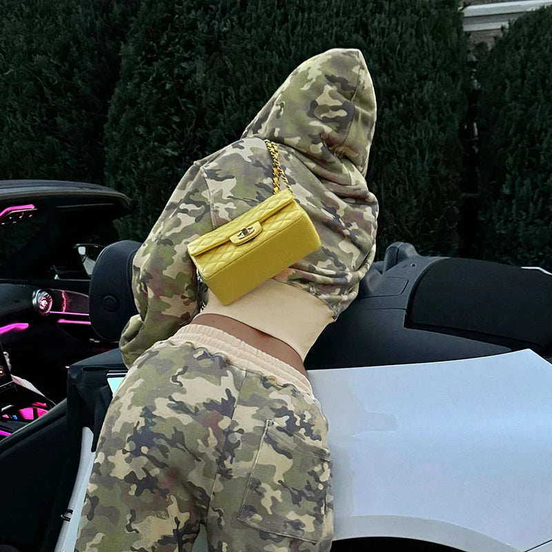Camouflage Hoodie Coats Front-pockets Sweatshirts Long Seelves Jackets