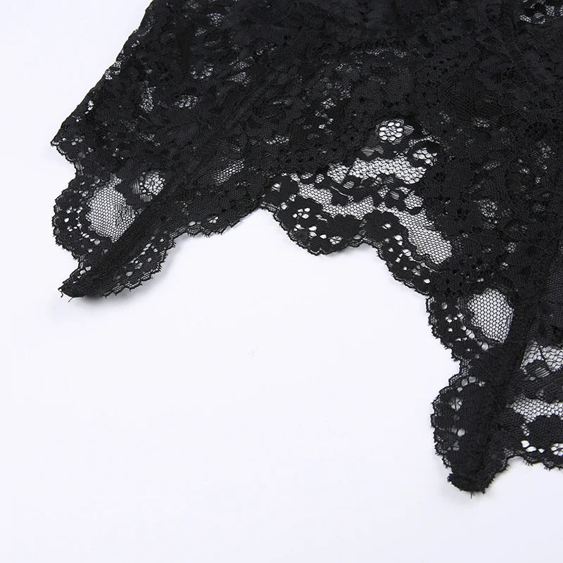 Transparent Lace Bustiers Backless Gothic Camis Spaghetti Strap Grunge Top