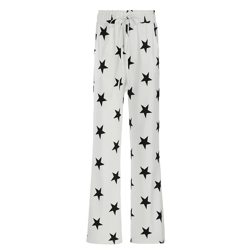 White Star Print Sweatpants