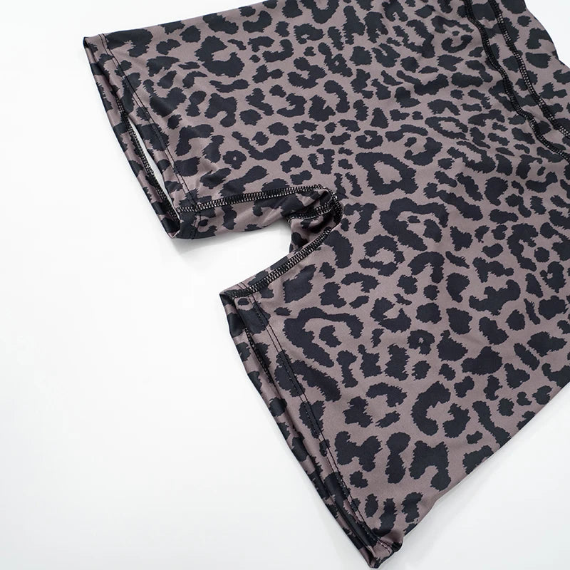 'S Spring And Leopard Print Shorts Set Square Neck Tank Sleeveless High Waist Package Hip Shorts Sets