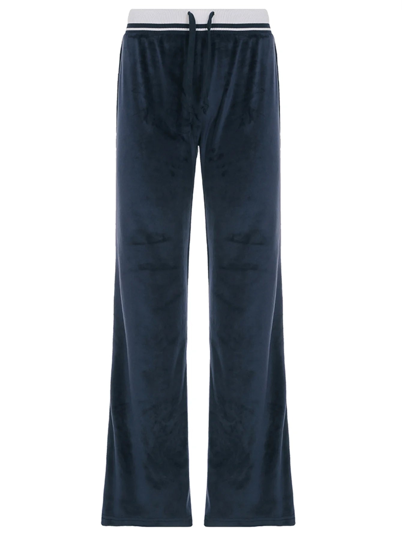 Patchwork Loose Velvet Pants Lace-up Wide Leg Trousers Baggy 's Bottoms