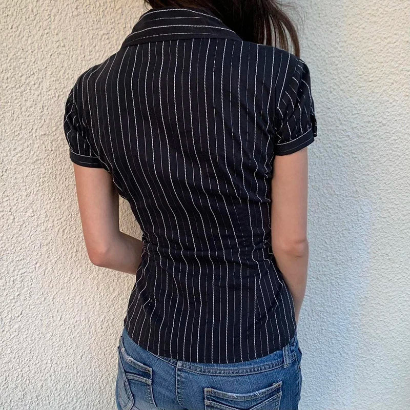 Turn-down Neck Short Sleeves Shirt