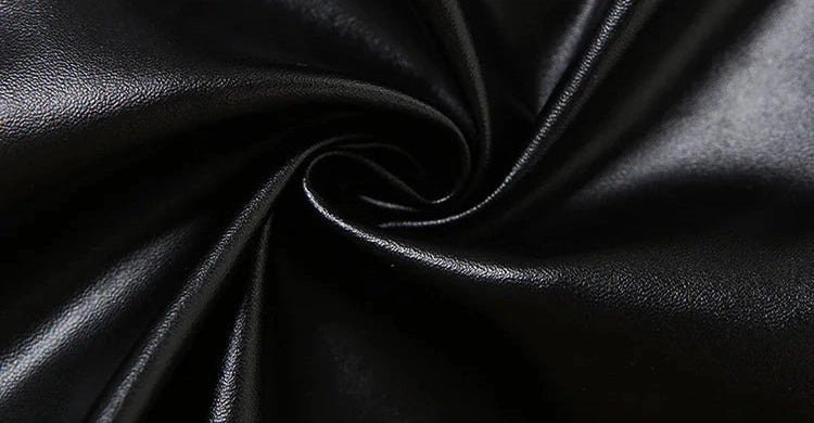 Black Faux Leather Hollow Two Piece Set