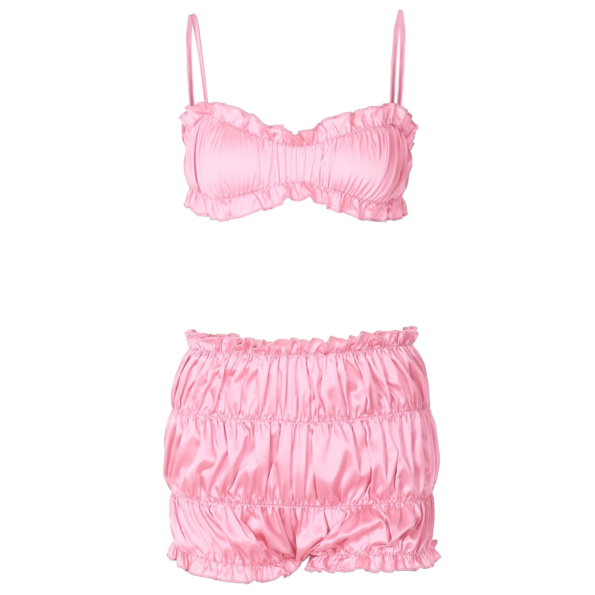 Ruched Slim Top Shorts Two Piece Set