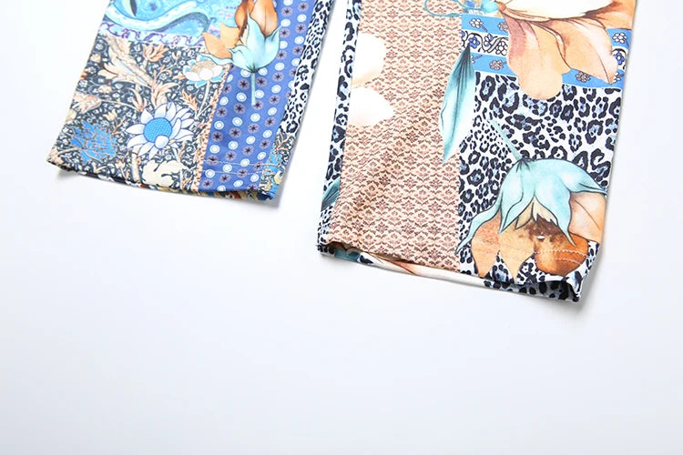 Colorful Print Two Piece Set Tracksuit Backless Camisole Shorts Matching Street Stretch Activity