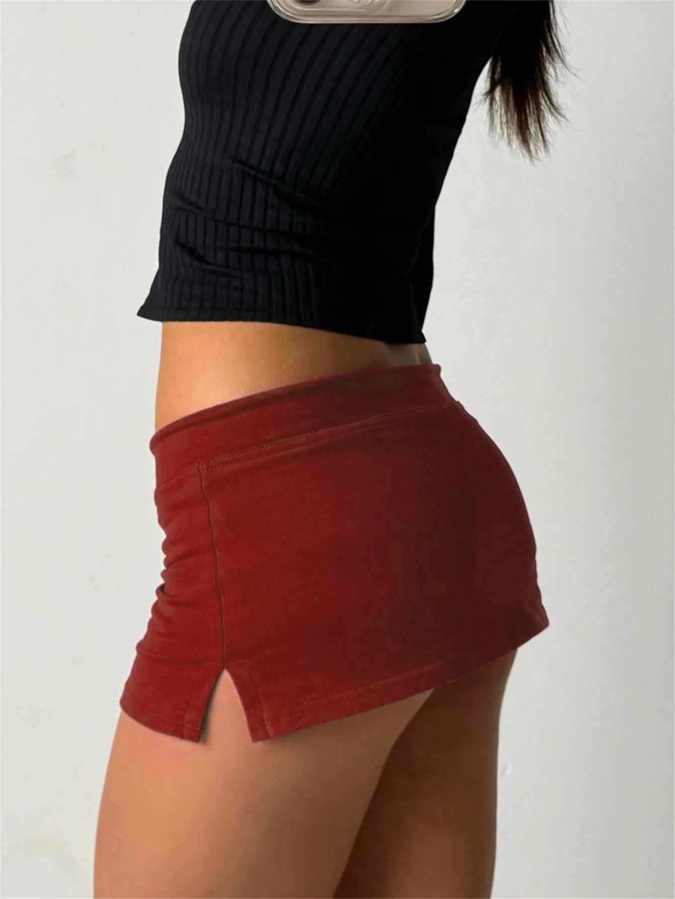 Lace-up Mini Skirts American Retro Short Bottoms A-Line Knit ing