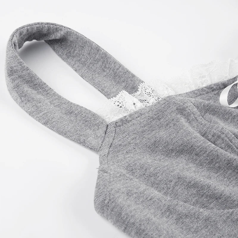 Gray Lace Trim Top