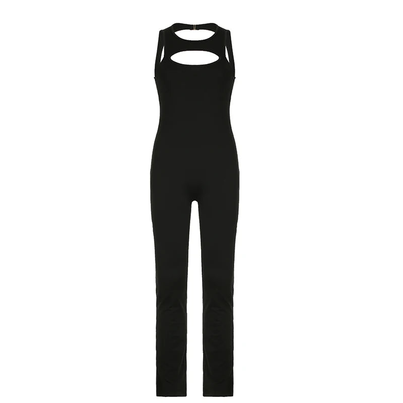 Hollow Out Black Rompers Backless 's Sportsewra Jumpsuits