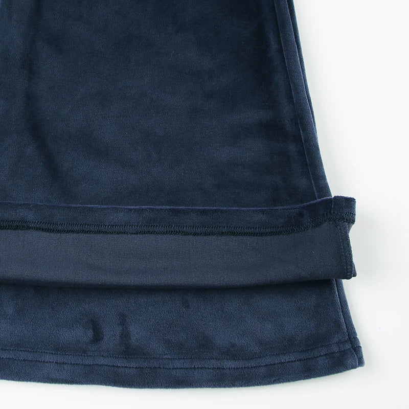 Patchwork Loose Velvet Pants Lace-up Wide Leg Trousers Baggy 's Bottoms