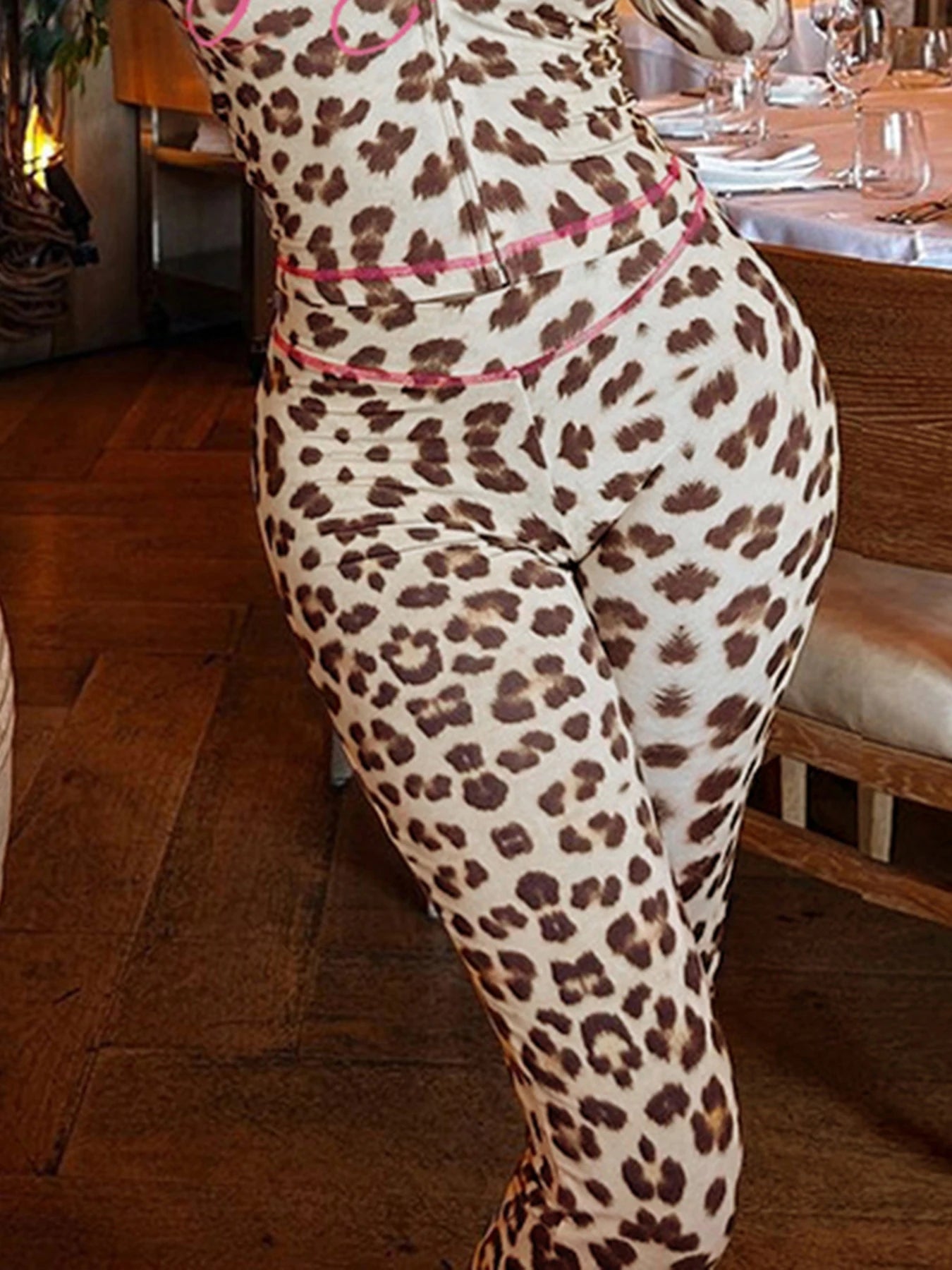 Leopard Print Flare Pants Letter Bottoms Fairycore Pants