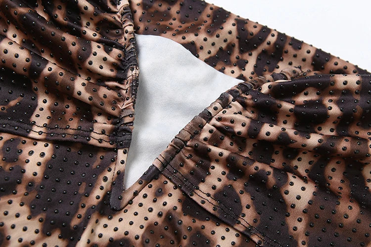 Slash Neck Dress Leopard Ruched Off The Shoulder Long Bodycons