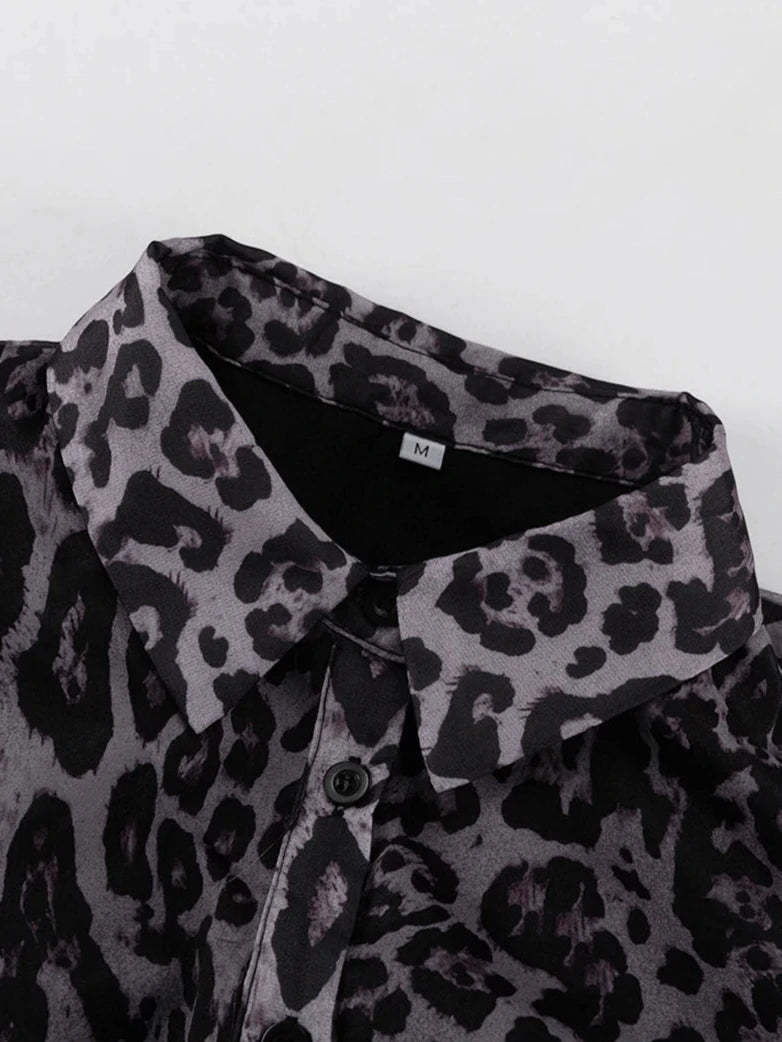 Leopard Long Sleeve Mini Dress