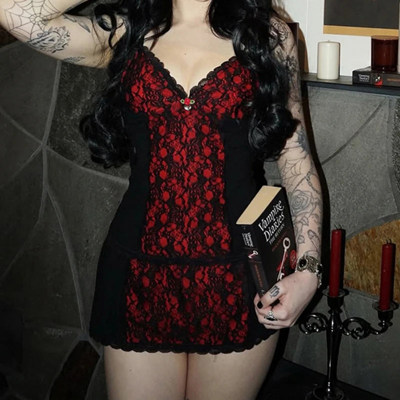 Gothic Lace Floral Vest Slim Backless Knit Top