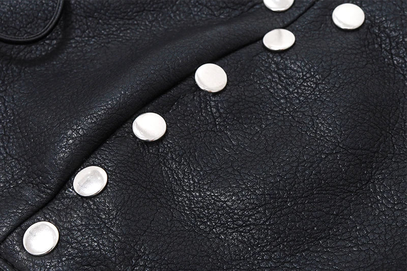 Black PU Leather Backless Crop Top