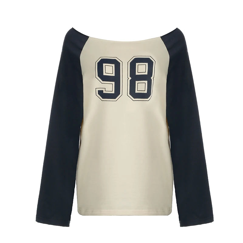 Looe Shirt Slah Neck Patchwork