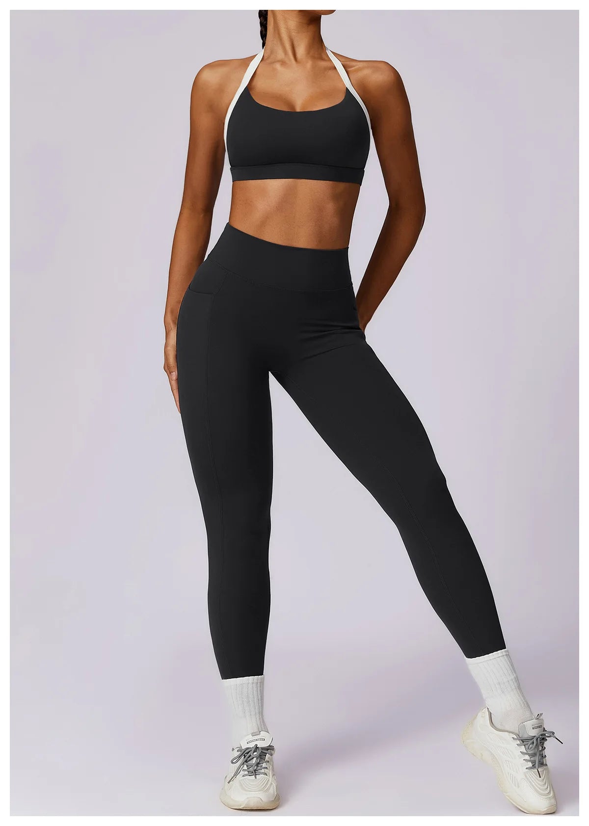 2 Pieces Tracksuit Yoga Set Workout Sports Gym Fitness Long Sleeve Crop Top High Waist Leggings Sports Suits