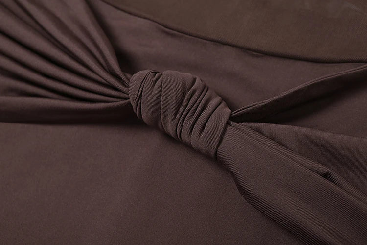 Knot Chest Wrap Dress Ruched Mesh Patchwork Sleeveless Stretch
